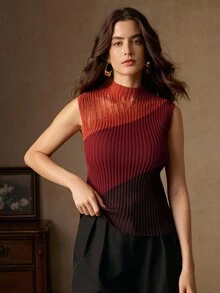 Anewsta New Elegant High-End Fitted Sleeveless Tank Top - Multicolor - View 6