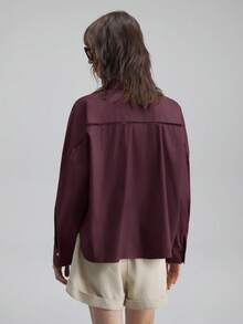 Ontre Women's Turndown Collar Long Sleeve Shirt With Embroidery, Casual Shirt For Urban Commuting And Business, Elegant Blouse For Office Wear, Wedding Guest Attire