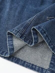 GlowEve 女式休闲牛仔夹克，带鸟类印花，长袖，单排扣，秋季 - 深色水洗藍 - 查看 9