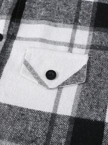 SHEIN Explorewe Girls Casual Loose Plaid Hooded Shacket Paired With Sweatpants Suit, Suitable For School, Campus, Leisure And Daily Wear, Autumn