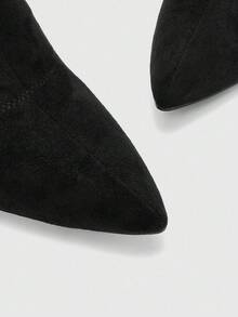 CUCCOO BIZCHIC Women's Black Buckle Design Fashion Mid-Calf High Heel Boots - Black - View 8