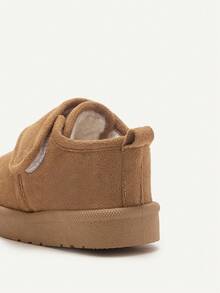 Cozy Pixies 1 Pair Toddler Boys/Girls Camel Color Fashion Faux Toe Design Thermal Lined Warm Winter Shoes, Lightweight Easy Wear Comfortable Casual Flat Shoes Suitable For Daily Wear, Sports, Campus Activities - Camel - View 9