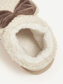 Cozy Pixies 1 Pair Baby Girls' Grey Butterfly Flat Fashionable Sweet Cute Style Comfortable Thermal Lined Warm Casual Snow Boots, Suitable For Outdoor Travel In Winter