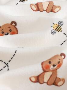 Cozy Pixies Set pigiama aderente per bambino, top a maniche lunghe con collo rotondo in maglia morbida a motivo di orsetti, pantaloni lunghi con vita elastica