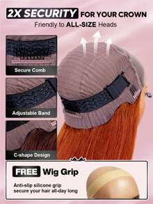 ALL READY WIG 直发透明蕾丝前假发 S33D 棕红色 6x4 无胶预剪预拔真人头发无需胶水自然发际线 180% 密度柔软丝滑耐热易于造型轻盈万圣节服装 - S33D - 查看 9