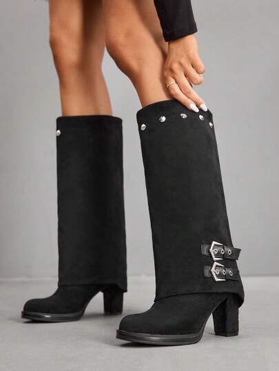 CUCCOO SZL Women's Thick Sole Thermal Lined Waterproof Platform High Heel Ankle Boots, Suitable For Shopping, Parties, Weddings And Other Occasions