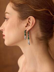 MOTF PREMIUM CHIC GREEN BAMBOO KNOT EARRINGS, QIPAO STYLE EARRINGS FOR WOMEN - Gold - View 4