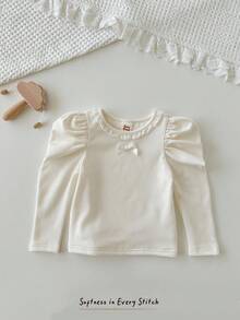 Cozy Pixies 女婴拼色蝴蝶结装饰荷叶边圆领长袖上衣 - 彩色 - 查看 4