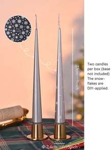 Joivida 1 Pc Christmas Candles, 25cm Snowflake Tapered Candles, Dining Table, Candlesticks, Bedrooms, Christmas Gifts, Home Decorations, Dining Table Decorations - 彩色 - 查看 5