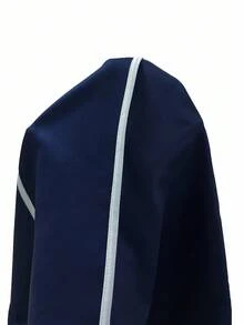 Elenzga 女装春夏新款法式条纹复古挂脖V领高端设计时尚全白撞色黑边数码印花拉链腰带聚拢阔腿长裤精致优雅职场女士教师休闲连体裤 - 藏蓝色 - 查看 7