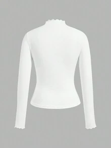 SHEIN EZwear 3 pièces/set T-shirts à manches longues ajustés de style minimaliste décontracté en noir, rouge et blanc, pour l'automne/hiver - Multicolore - Voir 6