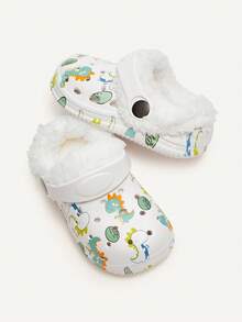 Cozy Pixies 1双儿童户外毛绒保暖运动卡通动物时尚婴儿幼儿趣味恐龙透气室内拖鞋 - 白色 - 查看 6