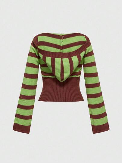 Vintage pull moulant à rayures col V profond Y2K