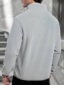 Manfinity CasualCool 男士休闲抓绒外套，浅灰色，适合通勤、秋冬季穿着。 - 薄荷綠 - 查看 2