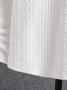 Mirajuku 1 件休闲纹理面料字母装饰弧形下摆圆领 T 恤，适合青少年男孩，适合休闲、通勤、日常穿着、分层穿着、运动 - 白色 - 查看 6