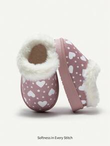 Cozy Pixies 1 Paio di pantofole invernali con cuori alla moda, senza lacci, con fodera calda, adatte per casa, casual, uso quotidiano, esterno in inverno (modello casuale)