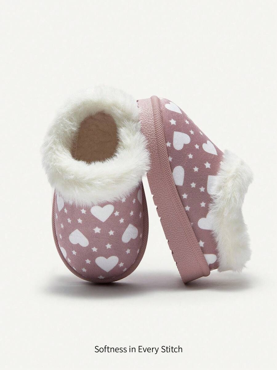 Cozy Pixies 1 Paio di pantofole invernali con cuori alla moda, senza lacci, con fodera calda, adatte per casa, casual, uso quotidiano, esterno in inverno (modello casuale)