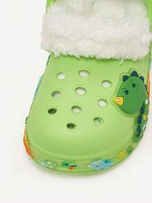 Cozy Pixies Toddler Boys' Fashionable Comfortable Warm Green Dinosaur Cartoon Cute Lightweight Indoor Slippers - Green - View 8