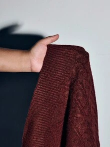 Lumivelle 2025 Autumn/Winter New Fashion Retro Loose Casual Thick Cable Knit Sweater - Burgundy - View 8
