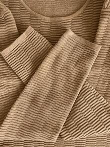 Xyvia Women's Elegant Fitted Solid Color Long Sleeve Top And Loose Pants Knit Two Pieces Set, Autumn/Winter