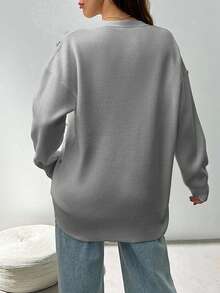 SHEIN Woman Appliques And Rhinestones Detailed Button Front Cardigan - Grey - View 2