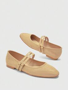 CUCCOO BIZCHIC Scarpe piatte con punta quadrata nere, eleganti, casual, confortevoli, slip-on, adatte per lavoro, pendolarismo, appuntamenti e occasioni formali - Albicocca - Visualizzare 9