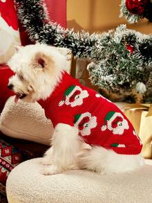 PETSIN 圣诞节红色圣诞老人可爱宠物毛衣 - 紅色 - 查看 3