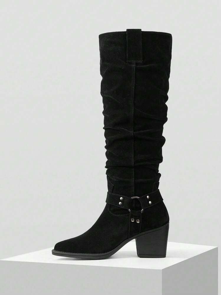 WOMEN'S NEW RUCHED KNEE-HIGH BOOTS, WINTER