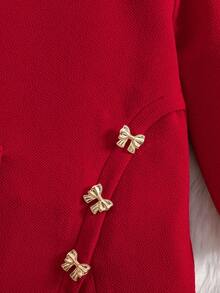 Mommy And Me 优雅搭配红色长袖宽松连衣裙，秋冬 - 紅色 - 查看 4