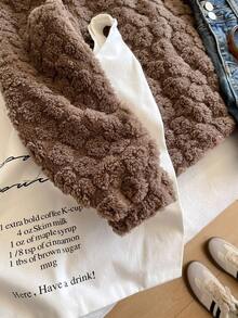 Jaket Fleece Bolak-balik Warna Polos untuk Anak Perempuan, Desain Panjang, Pas Nyaman, Tahan Kotoran, Hangat untuk Aktivitas Luar Ruangan di Musim Dingin - Coklat - View 4