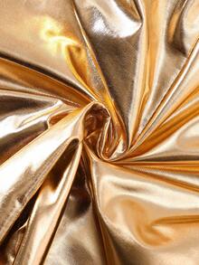 SHEIN Baby Girl Metallic Cone Shaped Pants, Fashion Party Bottoms - Gold - View 3