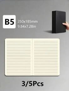SHEIN Sổ tay A5/B5 màu Kraft/đen, sổ ghi chép đơn giản với các ô vuông kẻ ngang, sổ tay trắng số lượng lớn, sổ nhật ký du lịch không kẻ dòng, sổ phác thảo, sổ ghi nhớ, sổ kế hoạch cho văn phòng, lớp học. - Nhiều màu - Xem 18