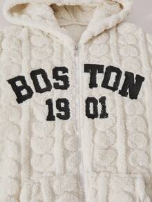 SHEIN ChillGRL 2 件青少年女孩复古蓬松连帽衫和紧身裤套装，适合日常穿着的休闲装，秋冬 - 米色 - 查看 6