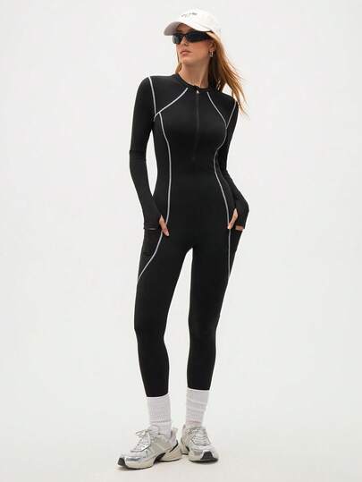 Easithlete 女式户外长袖拉链前口袋连体衣