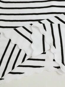 SHEIN Maternity Casual Colorblock Striped Sweater, Autumn - Black and White - View 6