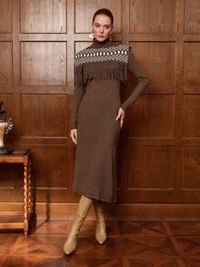 Aalyst 2pcs/Set Loose Knit Poncho