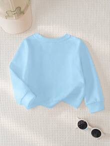 THE POWERPUFF GIRLS X SHEIN 女婴泡泡图案圆领长袖运动衫 - 白色 - 查看 2