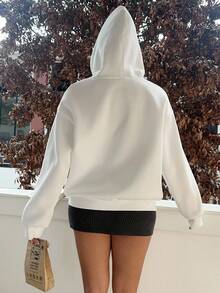 Attitoon Áo sweatshirt phong cách vintage, họa tiết ngôi sao, chữ thập, túi ngực, grunge, punk, gothic tối màu, dáng rộng, dày dặn, phù hợp cho mùa thu/đông, phong cách đường phố, sành điệu, Y2K. - trắng - Xem 3