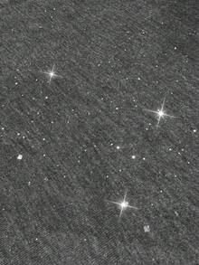 ROMWE MEN Street Life Áo nỉ nam dáng rộng cắt gấu đính sequin lấp lánh, thời trang dạo phố, mùa thu - Xám - Xem 4