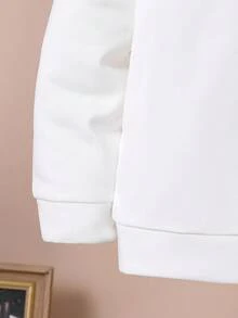2 件套年轻男孩休闲脸部印花连帽衫和裤子套装，秋冬街头风格服装 - 白色 - 查看 5