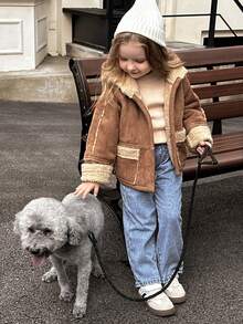 1件女士棕色仿皮草衬里夹克 - 棕色 - 查看 1