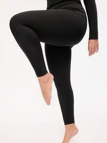 LUVLETTE Plus Women's Thermal Underwear Ultra-Soft Base Layer Cold Weather Warm Winter PJ Set Round Neck Top And Long Bottoms - Black Lightweight And Warm Set Pajama Sets