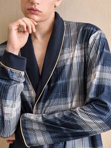 EverLounge Gentleman Vintage Contrast Color Men's Pajama Set, Fall Clothes - Multicolor - View 6
