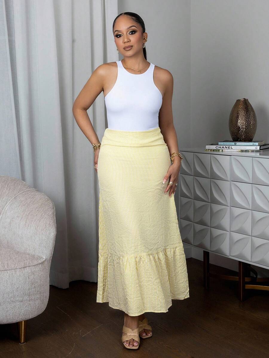 Melissa Matos Váy sọc thường ngày cho nữ - Màu vàng - Xem 1
