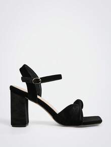 Maija 新款时尚粗跟百搭女士高跟凉鞋 - 黑色 - 查看 1