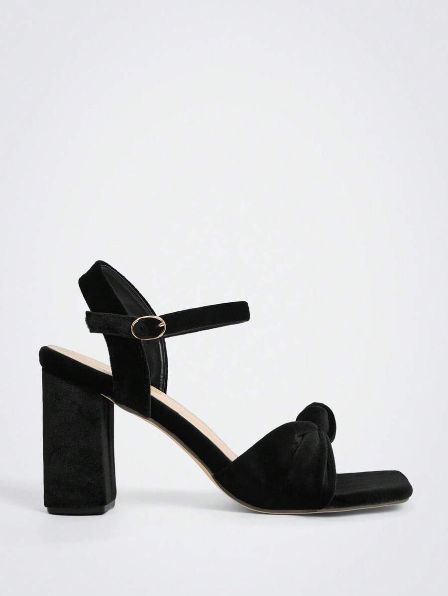 Maija 新款时尚粗跟百搭女士高跟凉鞋 - 黑色 - 查看 1