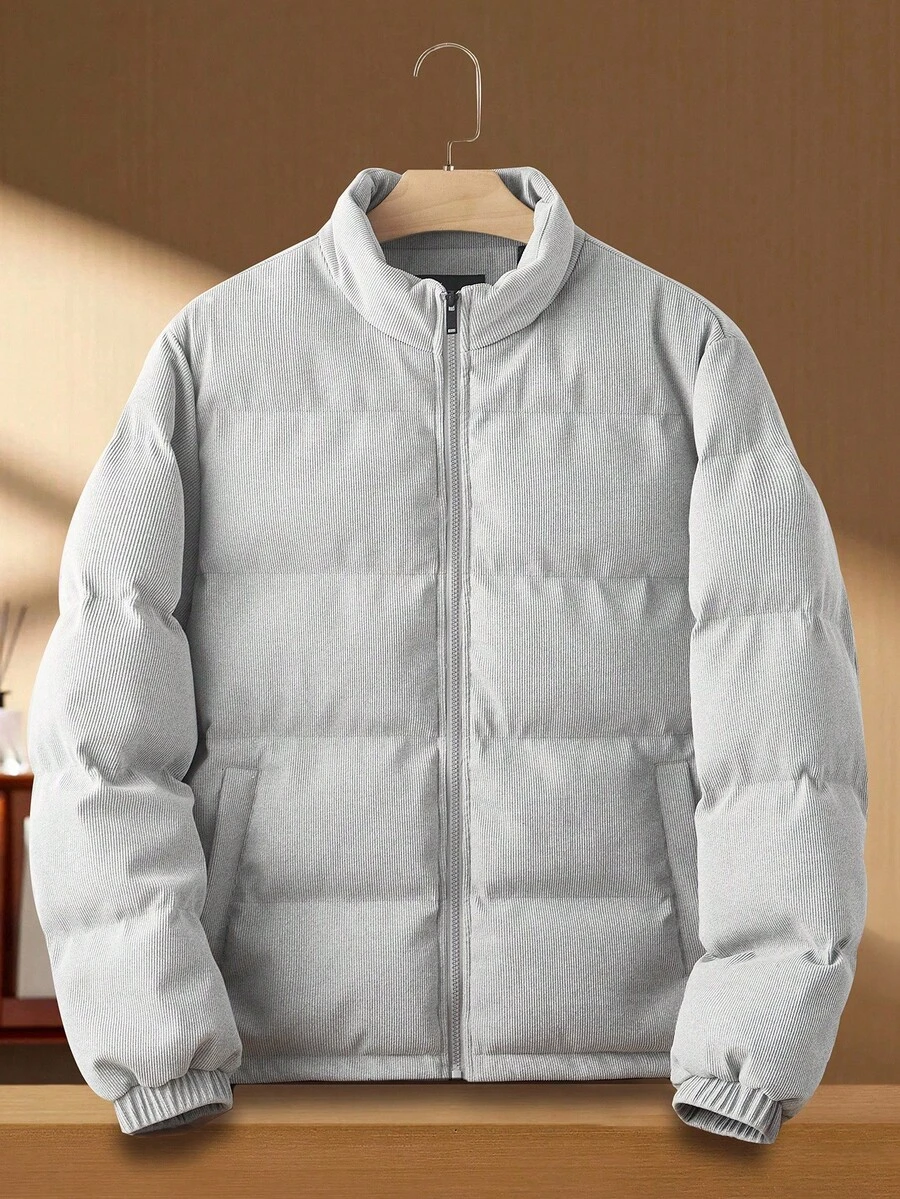 Manfinity NXTstreet Manteau décontracté à col montant rembourré avec épaules tombantes de couleur unie pour hommes