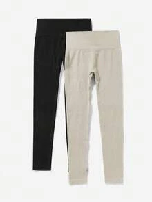 Easithlete 2 Packs Ribbed  Leggings For Women- High Waisted Tummy Control Butt Lifting Slim Waist  Yoga Pants  For Workout Athletic Running Cycling Yoga Pickleball Exercise Casual Shapewear Leggings Leggings Pack Leggings Seamless Leggings Multipack - Multicolor - View 5