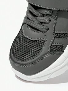 JNSQ 1 Pair Fashionable Casual All-Match Versatile Comfortable Soft Sole Lightweight Lace-Up Breathable Mesh Athletic Sneakers, Suitable For All Season - Dark Grey - View 7