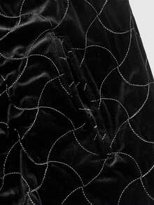 ROMWE MEN Street Life Men's Hooded Zip Front Avant Casual Velvet Vest, For Fall Winter - Black - View 5